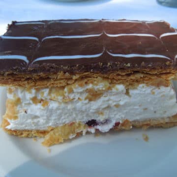 napoloen on a white plate from Andersen's danish bakery in Santa barbara