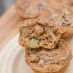 Apple Muffins w/ Maple Glaze stacked on top of each other
