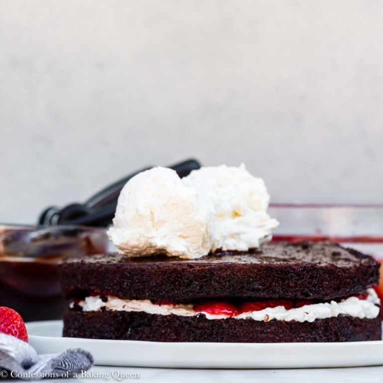 Chocolate Cake with Fresh Strawberries & Whipped Cream