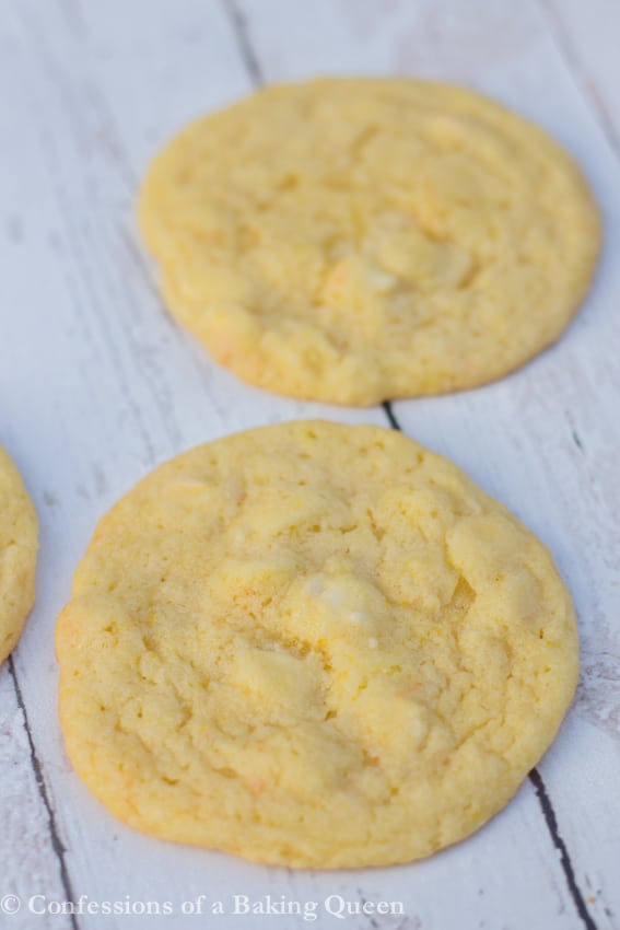 Chewy Lemon Cookies close up on white background