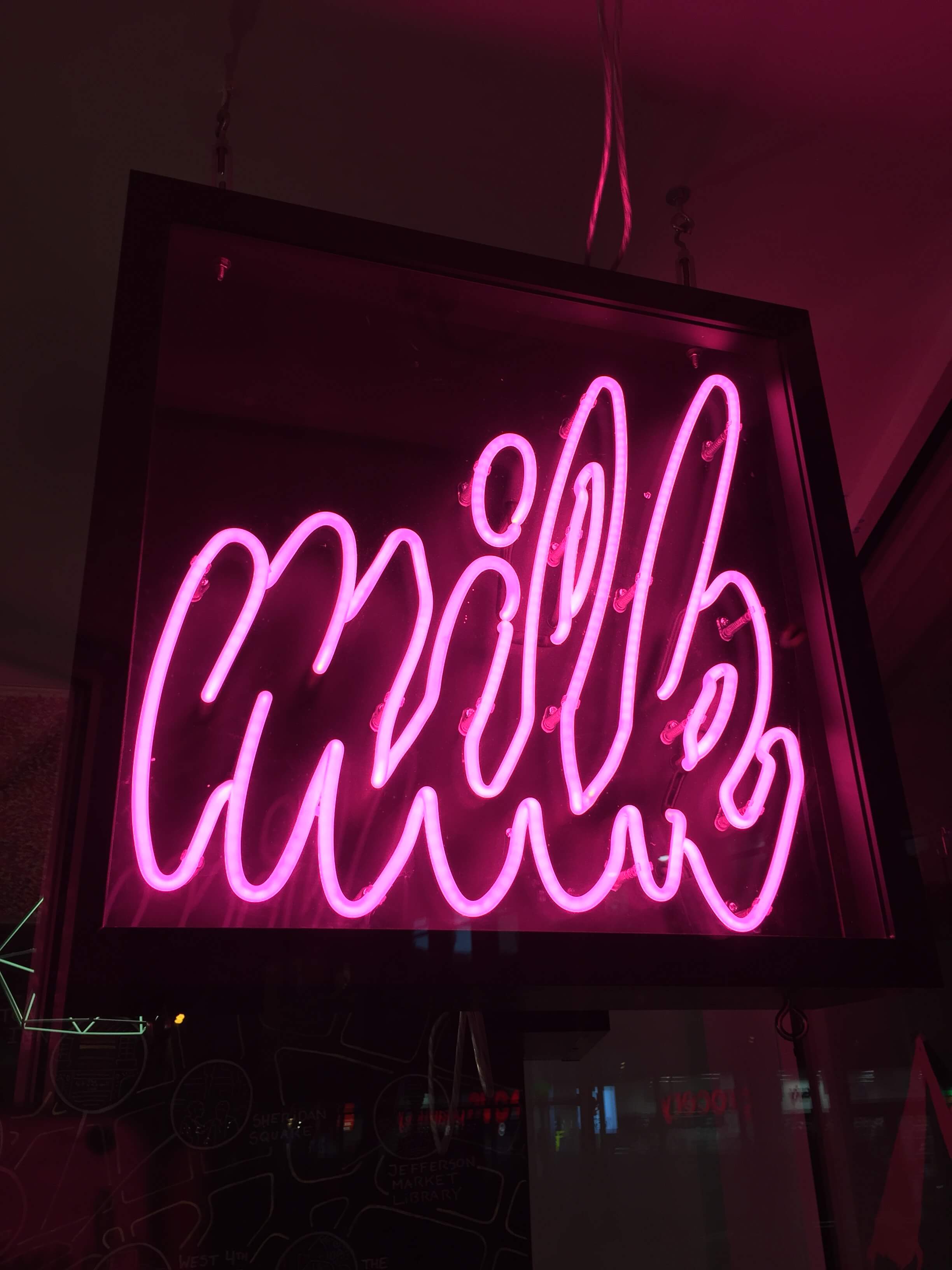 close up of the Milk Bar sign in new york