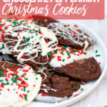 Chocolate Peppermint Cookies on a white round plate