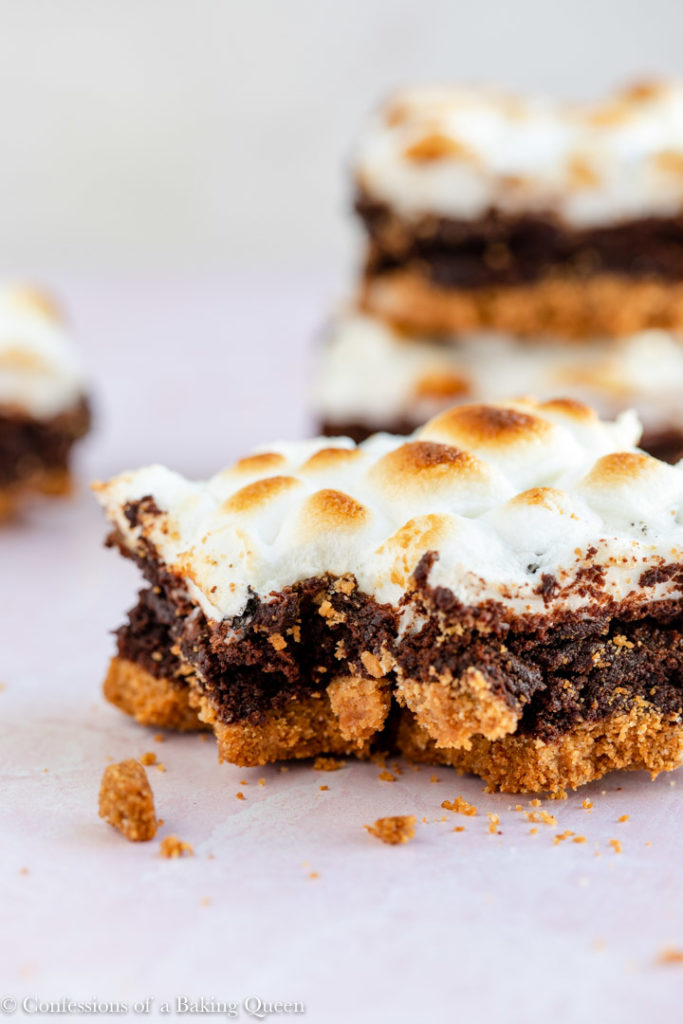 s'mores brownies missing a bite 