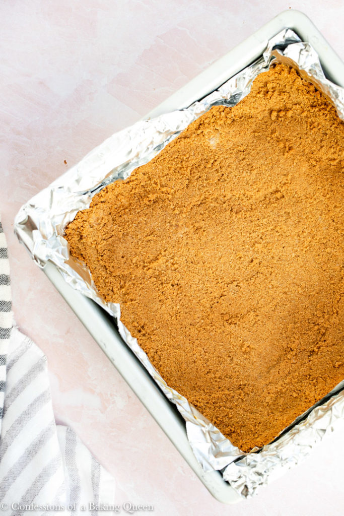 graham cracker crust baked for a s'mores brownie recipe