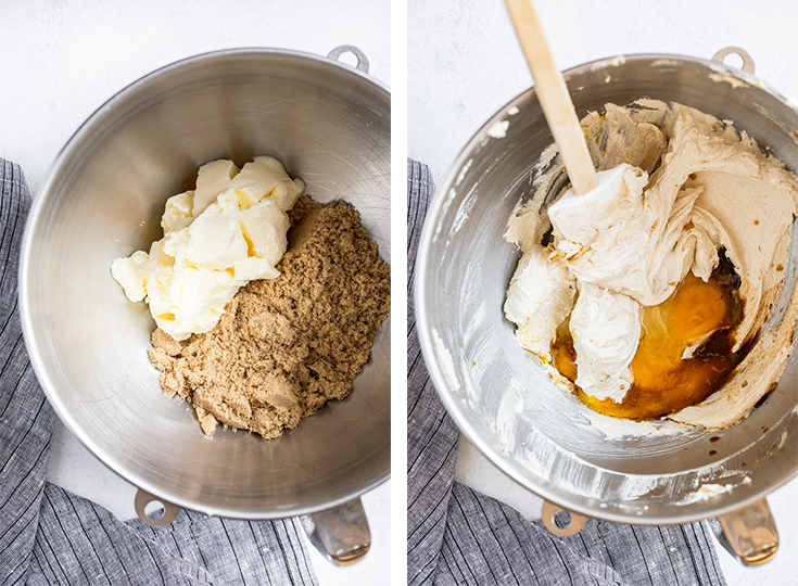 butter and sugar before mixing and after