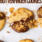 close up of chocolate dipped Butterfinger Cookies