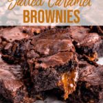 salted caramel brownies on a piece of parchment paper