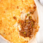 close up of baked shepherds pie