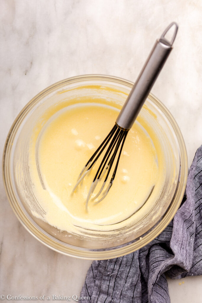 whisked egg yolks with sugar and cornstarch