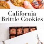 hand holding california brittle cookie up to the camera