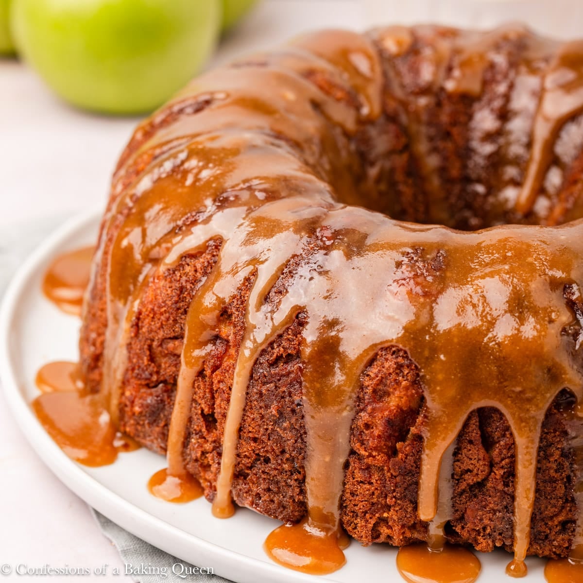 Apple Dapple Bundt Cake with Caramel Drizzle - Confessions of a